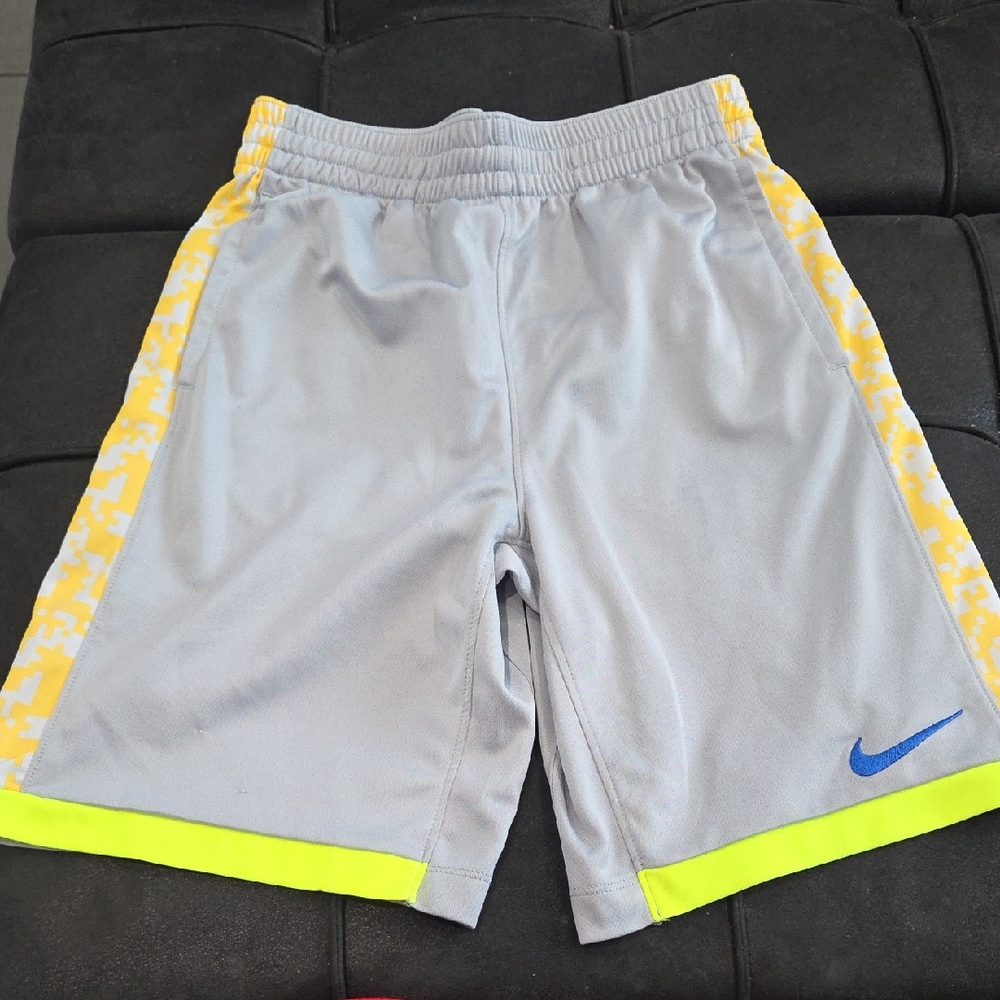 Nike Kids Gray Shorts with Yellow and Blue Accents